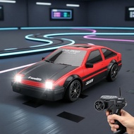 1:24 RC Drift Car 4WD, Interchangeable Tires, 2.4G Remote, LED Lights, 6 Cones, Great Gift for Boys 
