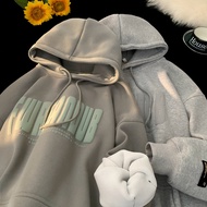 600g Heavy Sweatshirt Stiff Men's Autumn Winter Fleece Lining Thickened Hoodie American Retro Street