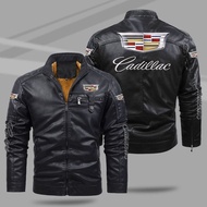 Cadillac Car logo Jacket Windproof Waterproof Stand Collar Leather Jacket Racing Jacket Cycling Jack