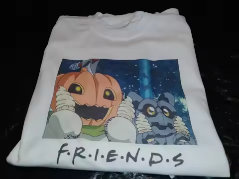 Digimon Pumpmon Gotsumon Friends T-shirt Shibuya Halloween Scene Retro Anime Tee Pumpkinmon Gotsumon