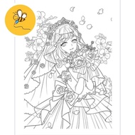 50 sheets of printed paper for children to color (animals, princesses, flowers, fruits...) - A4, A5 