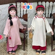 Ao Dai Tam YCNY for Girls 8-35kg Soft Silk Comes with Super Cute Hair Band