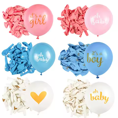 10pcs Oh Baby it's a girl it's a boy Latex Balloons Pink Blue Heart Balloons for Baby Shower Party G
