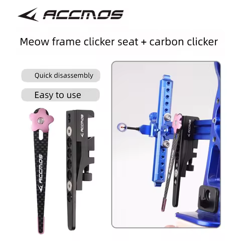 Archery Aluminum Alloy Frame Clicker Seat + Carbon Clicker Recurve Bow Sight Accessory