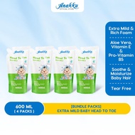 [BUNNDLE DEAL] Anakku Baby Bath Extra Mild Head To Toe Refill Pack (600ml x 4) 175-060-4