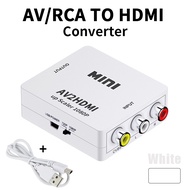 QJMBF 【จัดส่งรวดเร็ว】มินิ RCA AV ไปยังหัวแปลงสัญญาณ HDMI 1080P RCA เครื่องแปลงวิดีโอ AV2ตัวแปลงเสียง