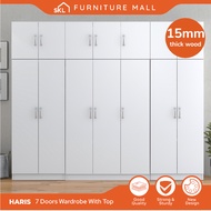 🔥15MM THICKNESS WOOD🔥HAZRI 7 X 8FT  7 DOORS WARDROBE / ALMARI BAJU / /kabinet baju衣厨