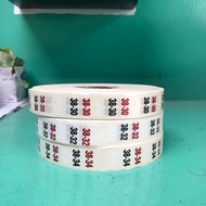 Sticker label Size Clothing(38/30-38/34)