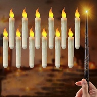 12PCS with Magic Wand Flickering Warm Light LED Flameless Candle Taper Candles for Christmas Party