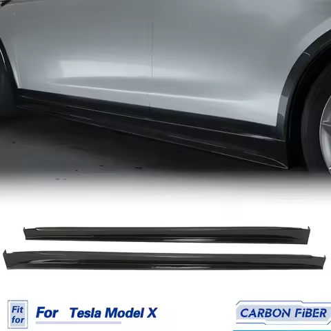 Car Side Skirts Extensions Carbon Fiber for Tesla Model X Sedan 4-Door 90D 75D 2016-2018 Side Door B