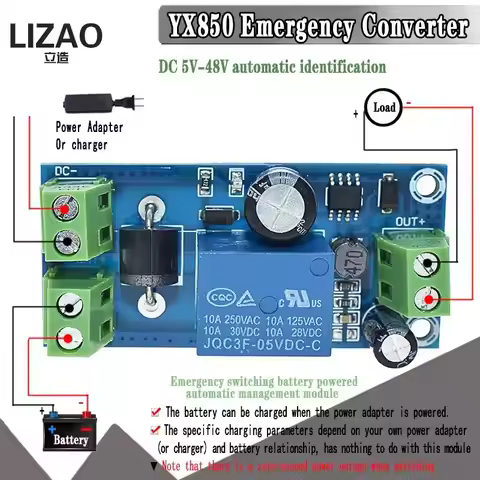 YX850 Power failure automatic switching standby battery lithium battery module 5V-48V universal emer