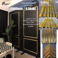 PREMO Wall- Pre-cut Shiny Metalic Gold Wainscoting- 45 degree angle cut-custom size available-DIY
