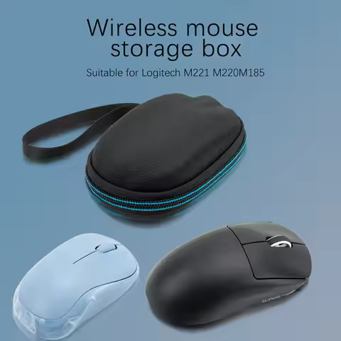 Portable Storage Bag Pouch Double Zipper Waterproof Wireless Mouse Carrying Case with Hand Rope for 