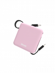 銀戰士電池 - Vinnic DAMAVAND 5000mAh 自帶雙線迷你充電器 (粉紅色)