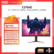 AOC C27G4Z 27" CURVED GAMING MONITOR ( 27" FAST VA FHD / 0.3MS / 280HZ / ADAPTIVE SYNC / HDMI + DP )