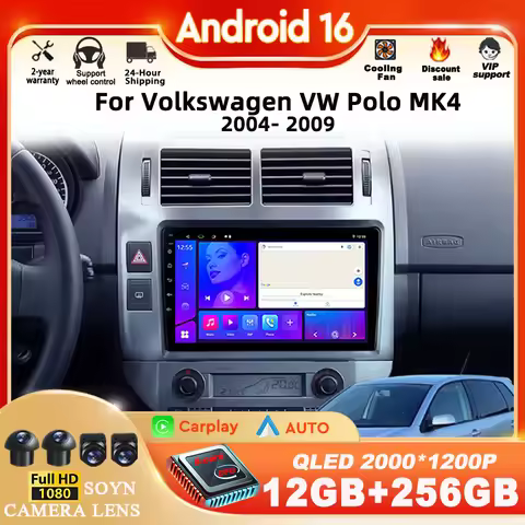Android 16 car For Volkswagen VW Polo MK4 6Q 9N 9N3 2004 - 2009 radio Multimedia Player GPS Auto Nav
