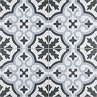 SomerTile FPEBRESK Berkeley Essence Sky Encaustic 17.88" x 17.88" Porcelain Floor and Wall Tile, White, 5