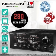 NIPPON AV-2233 Power Amplifier Karaoke Amp Ampli Home Theater Receiver with Support USB SD Card AC/DC Power