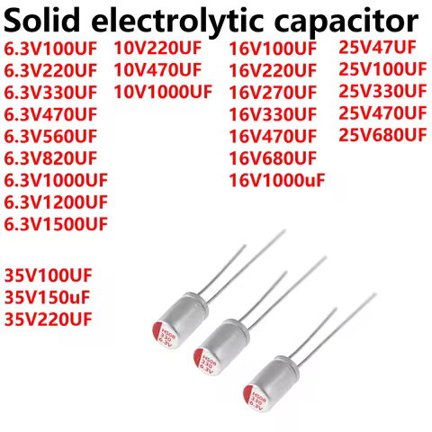 5/10/20PCS 6.3V 10V 16V DIP Solid Electrolytic Capacitor 100UF 270UF 330UF 470UF 560UF 820UF 1000UF 