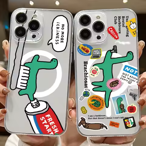 Cartoon Dinosaur JOGUMAN Magnetic Phone Case for Samsung Galaxy S25 S24 S23 S22 S21 S20 FE Plus Ultr