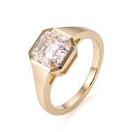 Bezel Setting 18k Solid Gold Solitaire Lab Diamond Rings 4CT D VS1 Asscher Cut Lab Grown Diamond Eng