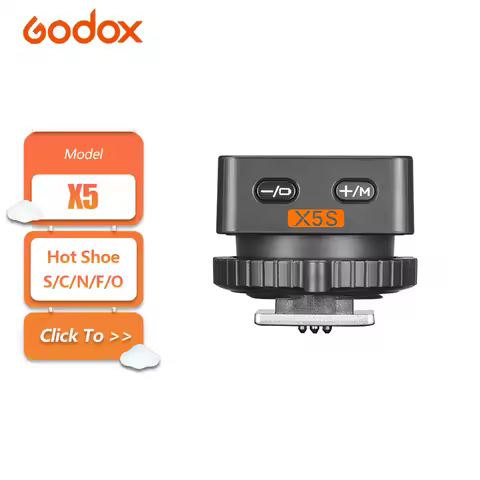 Godox X5 Wireless TTL Flash Trigger with Hot Shoe Mount for Godox X System Flash Canon Sony Nikon Fu
