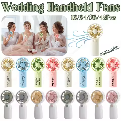 12-48Pcs Portable Handheld Fan Mini Handheld Fan Wedding Fan Bulk Customized Fan Battery Operated We