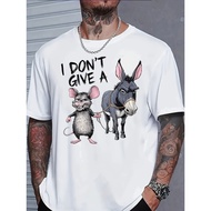 Classic Men's Fashion Casual Trendy Adult Graphic T Shirt with I Dont Give A Phrase Smiling Mouse Ho