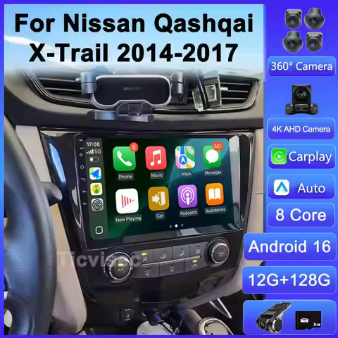 Android 16 For Nissan X-Trail Qashqai 2 J1T32 Qashqai J10 J11 2014 2015 2016 2017 2018 2019 GPS CARP
