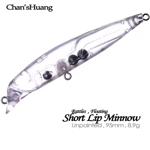 Chan’sHuang 20PCS Unpainted Blanks Bait 9.5cm 8.9g Floating Rattles Short Diving Lip Minnow DIY Hand