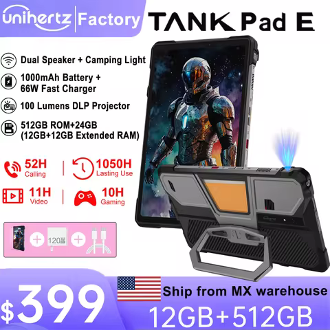 Unihertz 8849 TANK PAD E Rugged Projector Tablet Smartphone 10.95 inch 24GB 512GB 21000mAh 32MP 50MP