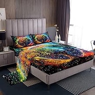 Colorful Life Tree Sheet Set Full Size Glitter Galaxy Starry Bedding Set 4Pcs Bohemia Mystic Theme B