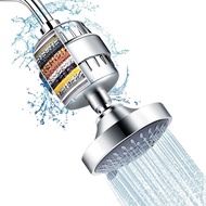 1Set Filtered Shower Head High Pressure 5 Modes Shower Head Silver with Filters 16 Stage Shower Head