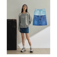 [ERSS] Women's Short Skirt Denim Brushed White Washed Dark Blue Light [S80026]