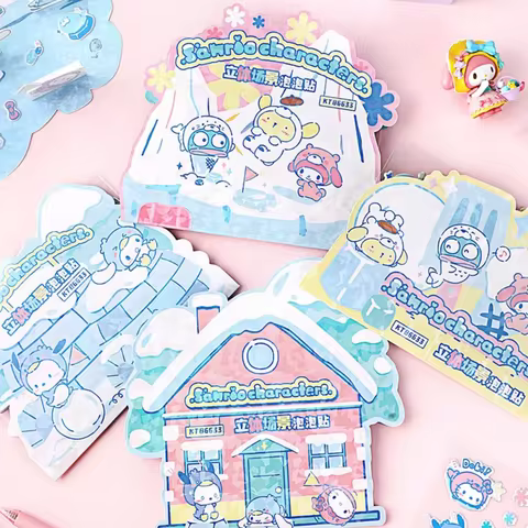 Sanrio Melody Cinnamoroll Scene Stickers Cartoon Pompompurin Hand Account Decoration Cartoon Puzzle 