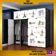 Wardrobe 16 Cube Black Cabinet Clothes Shoes Storage Organizer Almari Rak Pakaian Baju Kasut Budak A