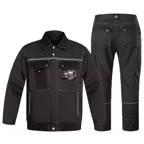 Work Clothing Thicken Welding Suit Wear-resistant Uniform Durable Double Layers Work Jacket Multi Po