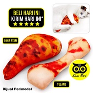 KICAU MART Mainan Kucing Boneka 3D Paha Ayam Goreng Mainan Tulang Gigitan Kucing Anjing Bantal Catni