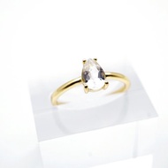 水滴白色托帕石925純銀戒指 (銀/玫瑰金/18K金) | 托帕石系列