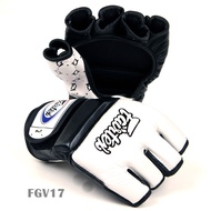 Fairtex Supper Sparring Gloves FGV17 Open Palm ( M,L,XL ) White Black  MMA Gloves K1 MMA K1  สนับมือเเบบเปิดฝ่ามือ แฟร์แท็ค