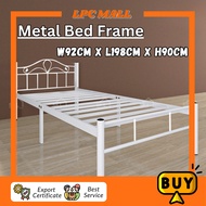 LPC ELLIE Single Metal Bed Frame 100% Metal Katil Bujang/Katil Bujang Warna Putih with Tilan /Katil 