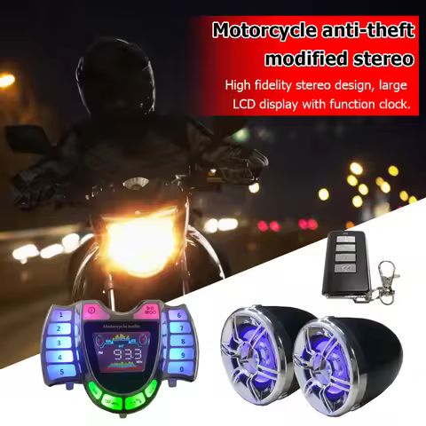 HY-008 Motorcycle Bluetooth Speaker Audio System with Mic TF AUX FM Radio USB