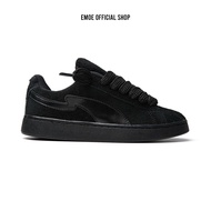 EMOE - EXCEL BLACK-VENOM, Men's and Women's Casual Sneakers, Elegant BLACK Suede Casual Shoes, Rubbe