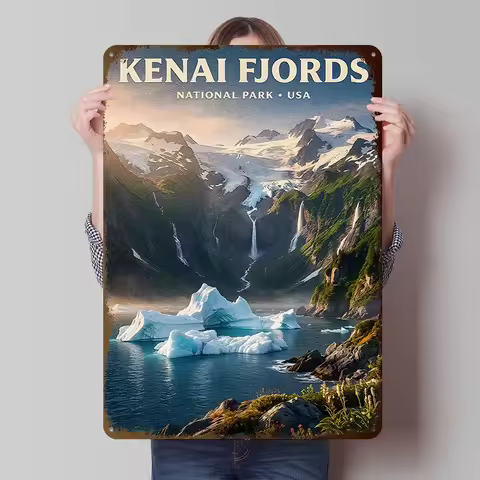 Kenai Fjords National Park Printed Poster Customized Retro Wall Art Vintage Metal Tin Signs for Home