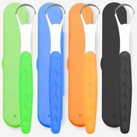 Reusable With Travel Case Fresh Breath Stainless Steel Oral Care Tools Tongue Scraper Tongue Brush T