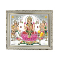 Satvik (New) Goddess Maha Lakshmi, Ma Saraswati and Lord Ganesha Designer Wooden Photo Frame (4) for Diwali, Deepavali Pooja, Prayer &amp; Decor