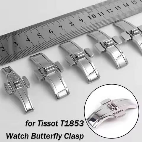 for Tissot T1853 Watch Band Buckle Butterfly Clasp Deployment Stainless Steel Watch Strap Button Met