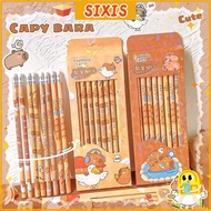 SIXIS 8Pcs HB Pencil, With Rubber Head Stationery Drawing Pencil, Durable Smooth Writing Capybara Gr