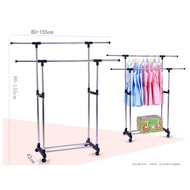 Spot Double Pole Multi-Function Clothes Hanger And Organizer Rack With Wheels - BY SEOKO HL050