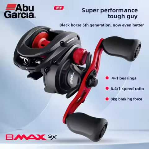 Abu Garcia BMAX SX Baitcasting Fishing Reel, 4+1 Ball Bearings, 6.4:1 Gear Ratio, Long Cast Design